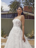 Strapless Ivory Lace Tulle Glitter Wedding Dress